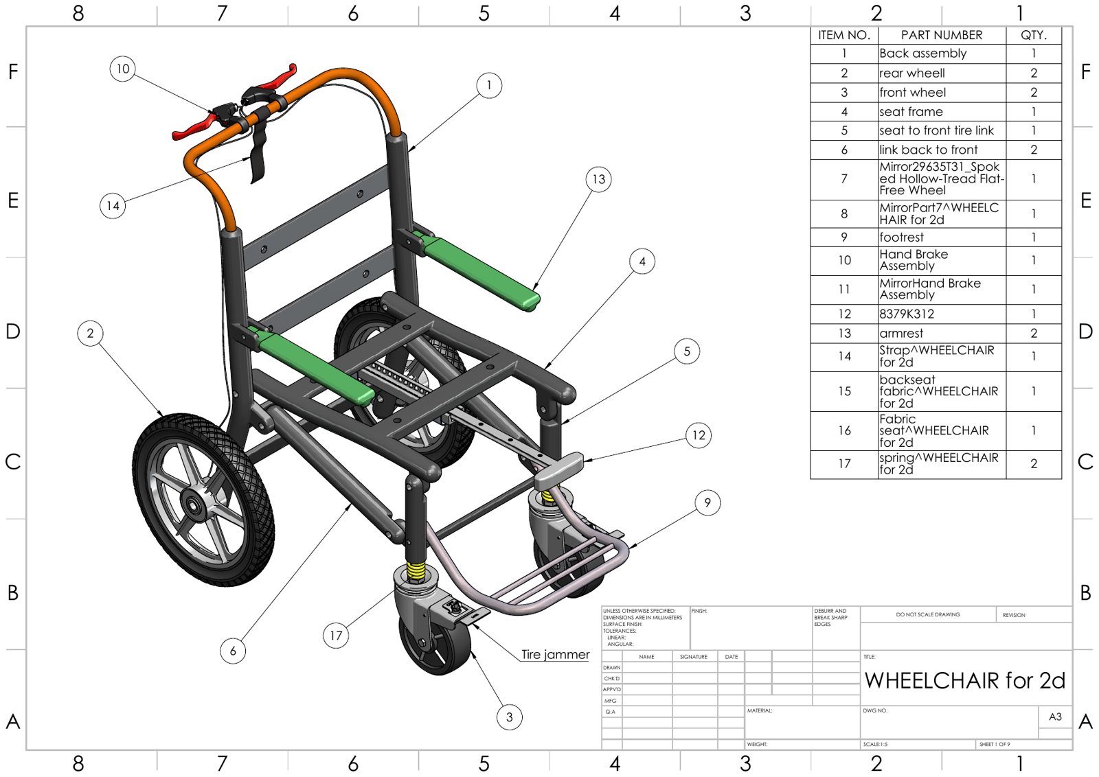Wheelchair Assembly Drawing — 3D model by Model Craft 3D