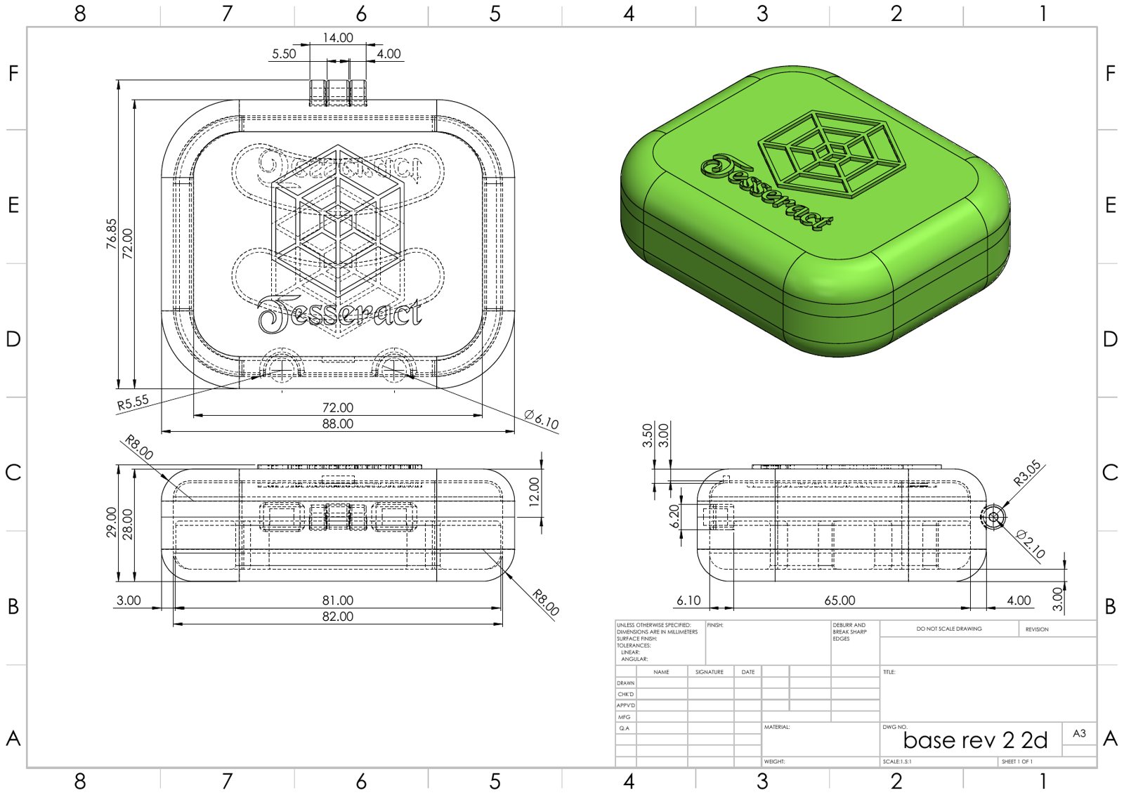 Base Plate Rev 2 Drawing — 3D model by Model Craft 3D