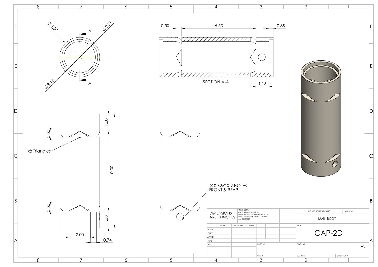 Cap 2D Drawing — 3D model by Model Craft 3D